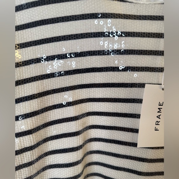 NWT FRAME Sequined striped organic cotton Top XS $398 - Picture 12 of 16